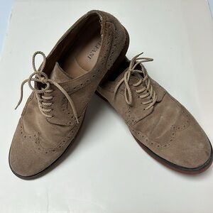 Alfani Connor tan suede lace up oxford wing tip shoes rubber soles Size 11.5